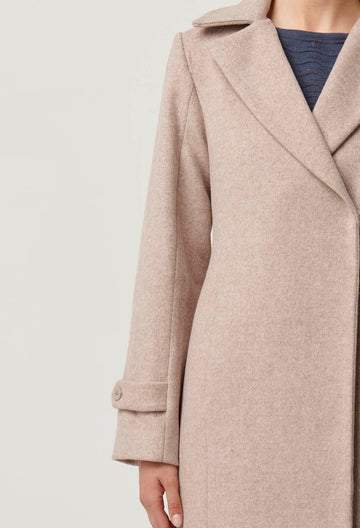 Once Was Sutton Wool Blend Double Breasted Coat Oat