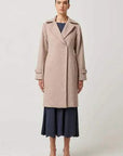 Once Was Sutton Wool Blend Double Breasted Coat Oat