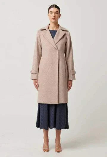 Once Was Sutton Wool Blend Double Breasted Coat Oat