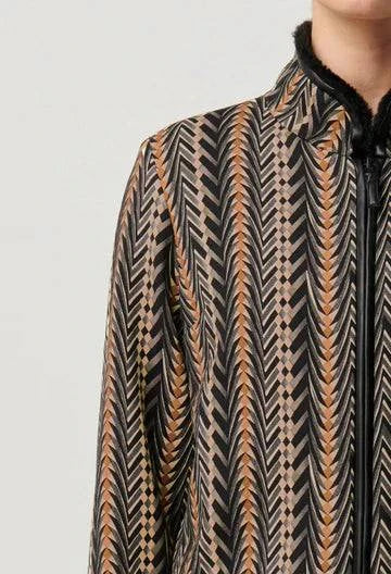 Once Was Rylie Reversible Print and Faux Fur Jacket Black Bomegrass