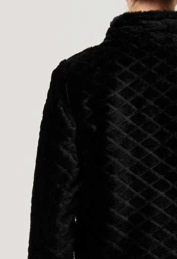Once Was Rylie Reversible Print and Faux Fur Jacket Black Bomegrass