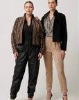 Once Was Rylie Reversible Print and Faux Fur Jacket Black Bomegrass