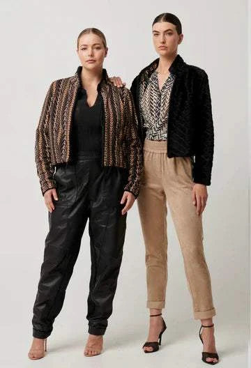 Once Was Rylie Reversible Print and Faux Fur Jacket Black Bomegrass