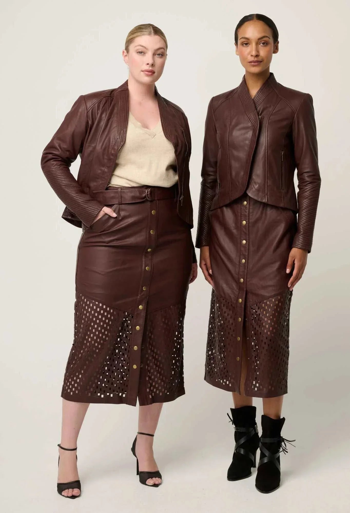 Once Was Acer Leather Collar Detail Jacket Oxblood