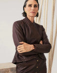 Once Was Acer Leather Collar Detail Jacket Oxblood