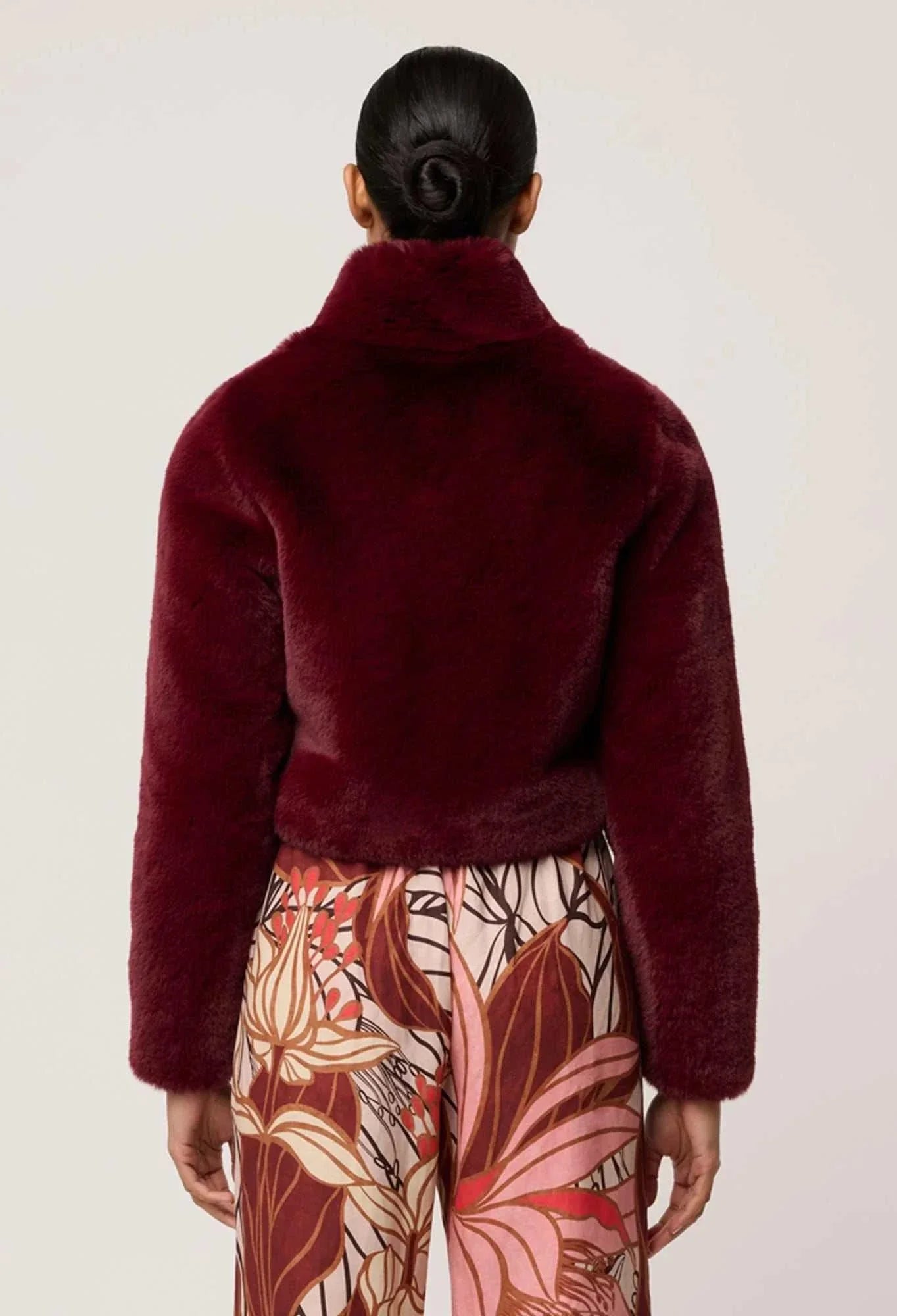 Once Was Dawn Faux Cropped Jacket Bordeaux