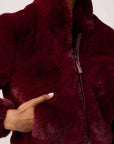 Once Was Dawn Faux Cropped Jacket Bordeaux