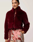 Once Was Dawn Faux Cropped Jacket Bordeaux