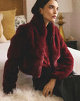 Once Was Dawn Faux Cropped Jacket Bordeaux