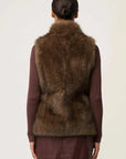 Once Was Hazel Faux Fur Vest Walnut