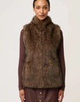 Once Was Hazel Faux Fur Vest Walnut