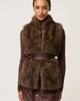 Once Was Hazel Faux Fur Vest Walnut
