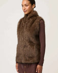 Once Was Hazel Faux Fur Vest Walnut