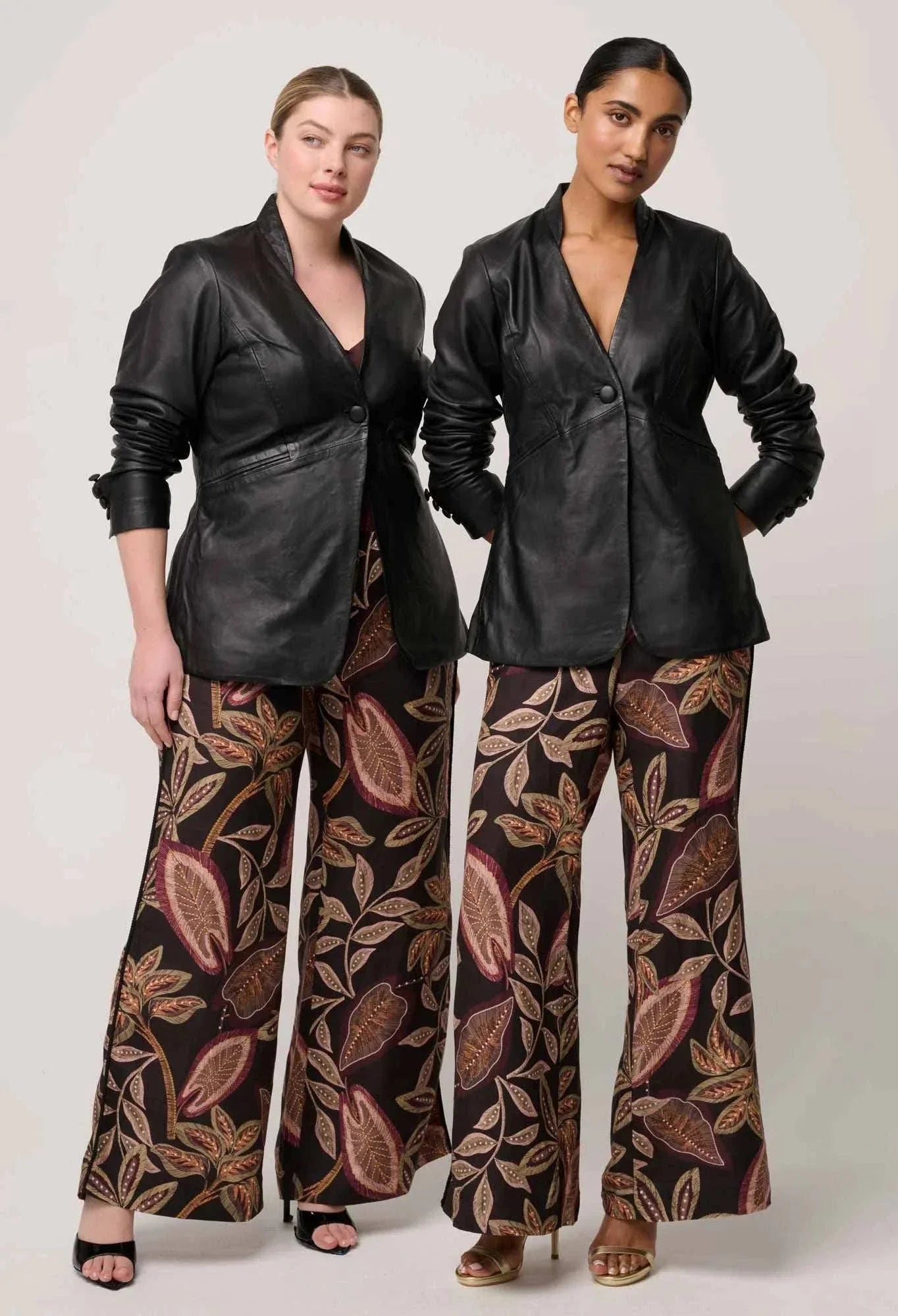 Once Was Calypso Genuine Leather Panelled Blazer Black
