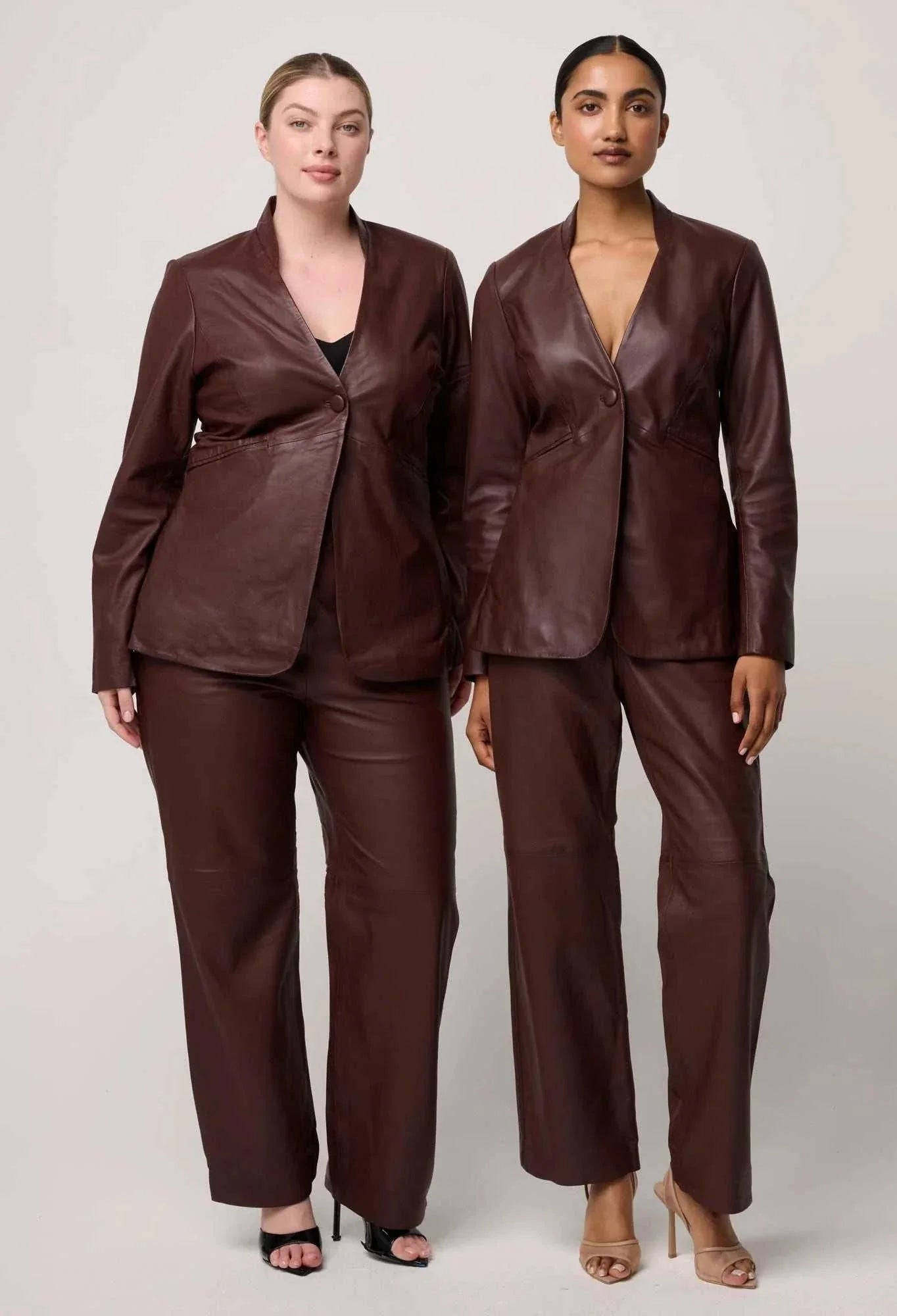 Once Was Calypso Genuine Leather Panelled Blazer Oxblood