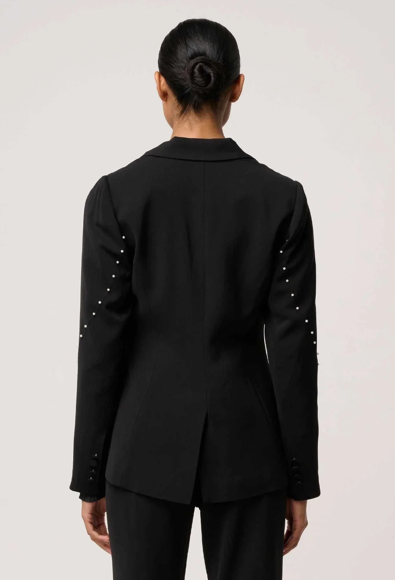 Once Was Marcela Pearl Embellished Blazer Black