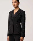 Once Was Marcela Pearl Embellished Blazer Black