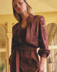 Once Was Solene Cotton Blend Lace Bomber Rosewood