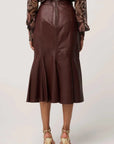 Once Was Gayle Genuine Leather Panelled Skirt Oxblood