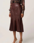 Once Was Gayle Genuine Leather Panelled Skirt Oxblood