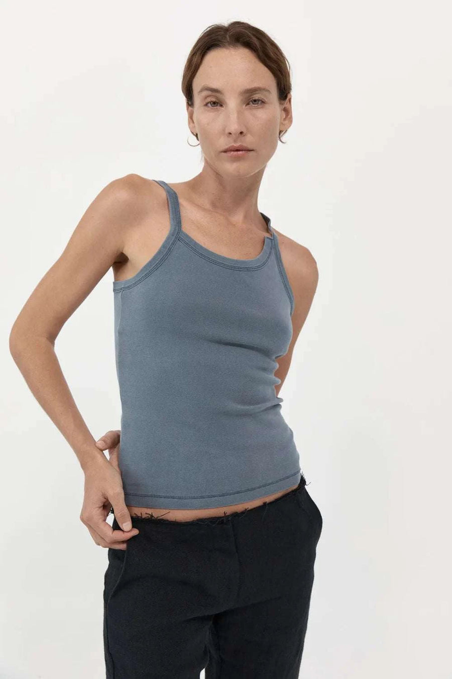 Agni Organic Cotton Abstract Singlet Diesel Grey