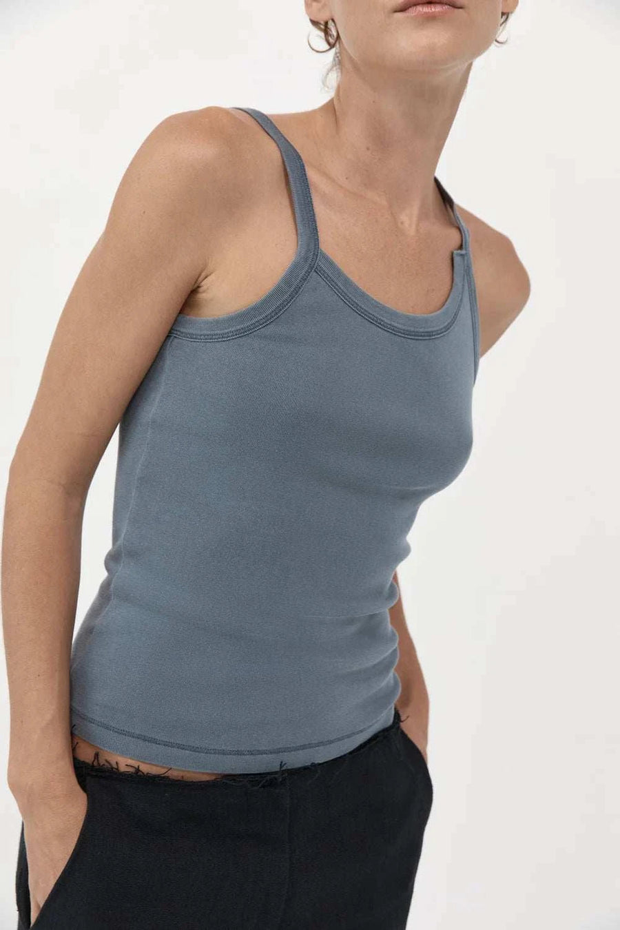 Agni Organic Cotton Abstract Singlet Diesel Grey