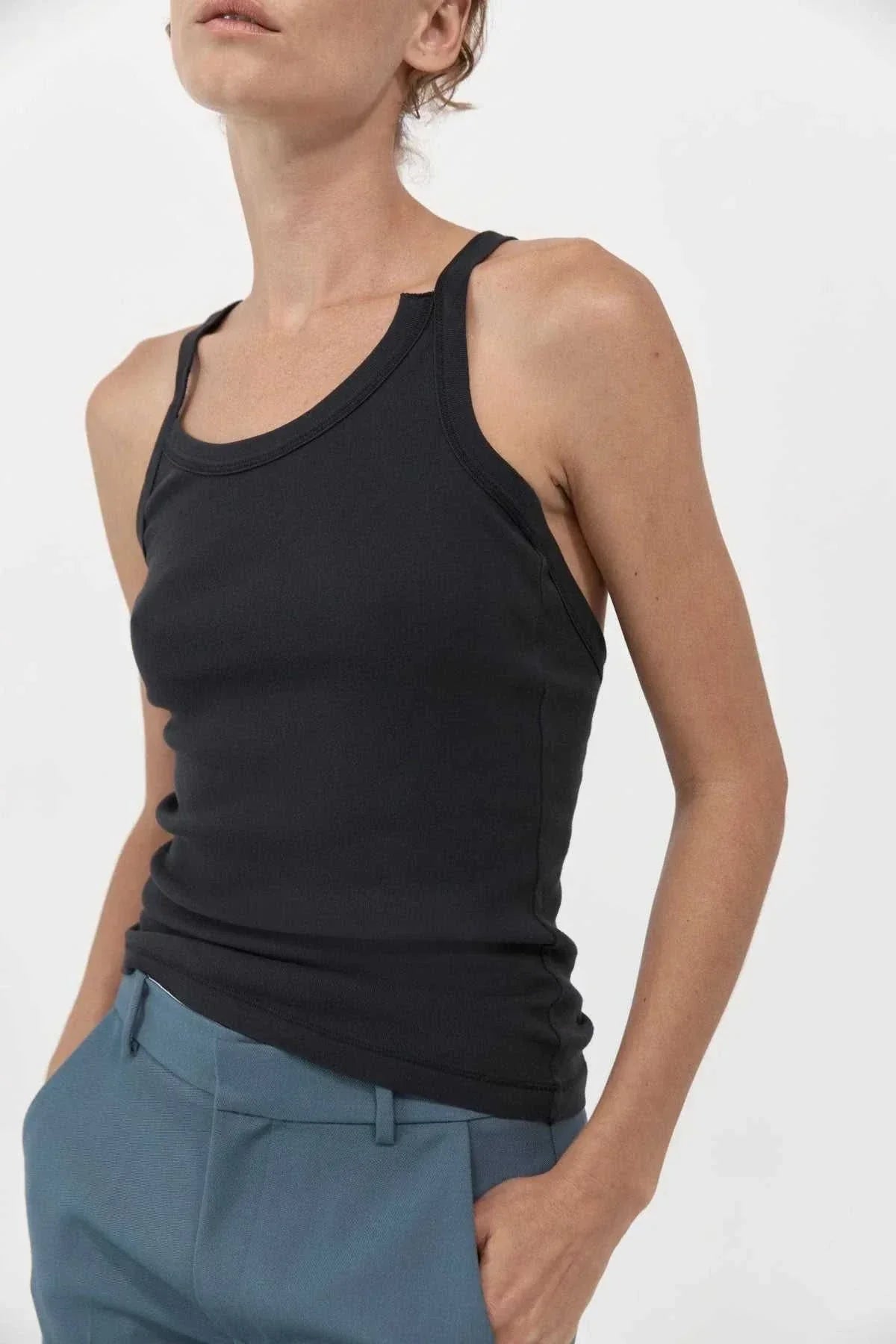 St. Agni Organic Cotton Abstract Singlet Black