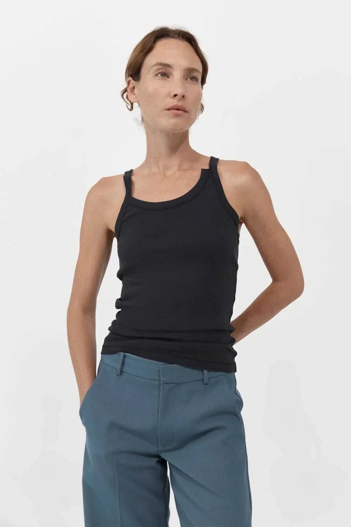 St. Agni Organic Cotton Abstract Singlet Black