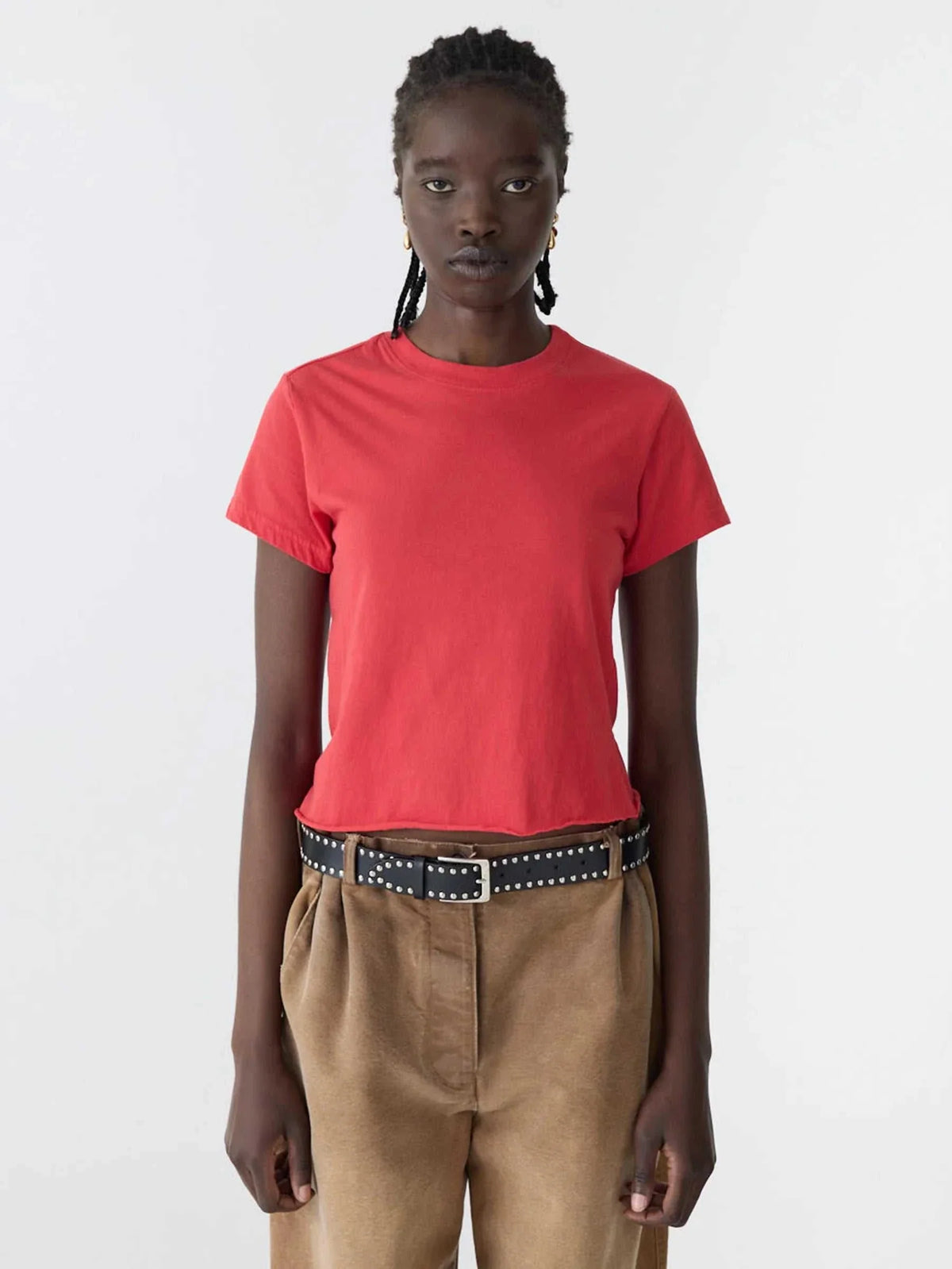 Bassike Raw Edge Baby T Shirt Bright Red