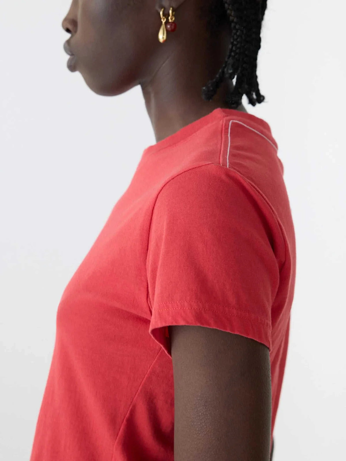 Bassike Raw Edge Baby T Shirt Bright Red