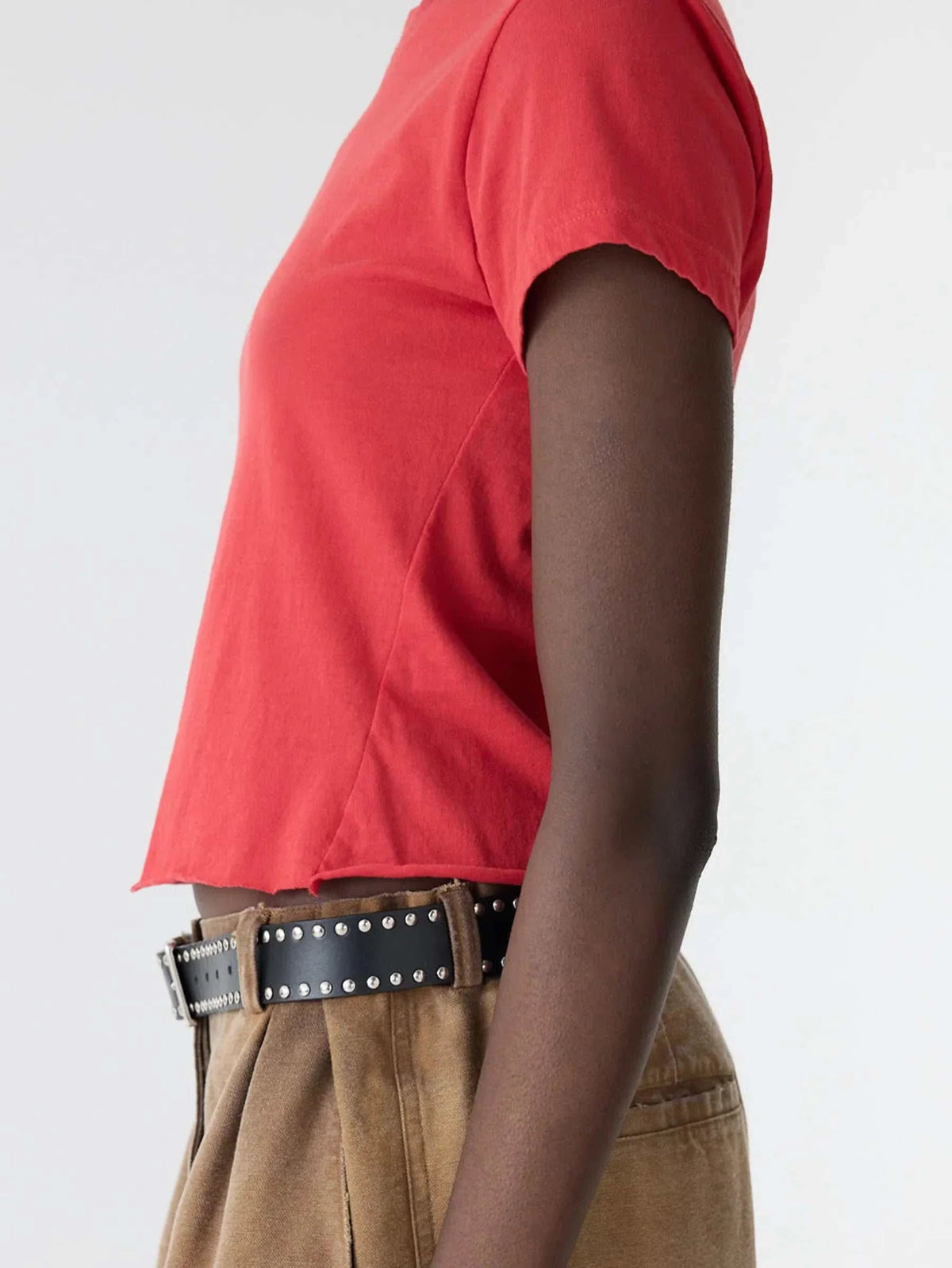 Bassike Raw Edge Baby T Shirt Bright Red