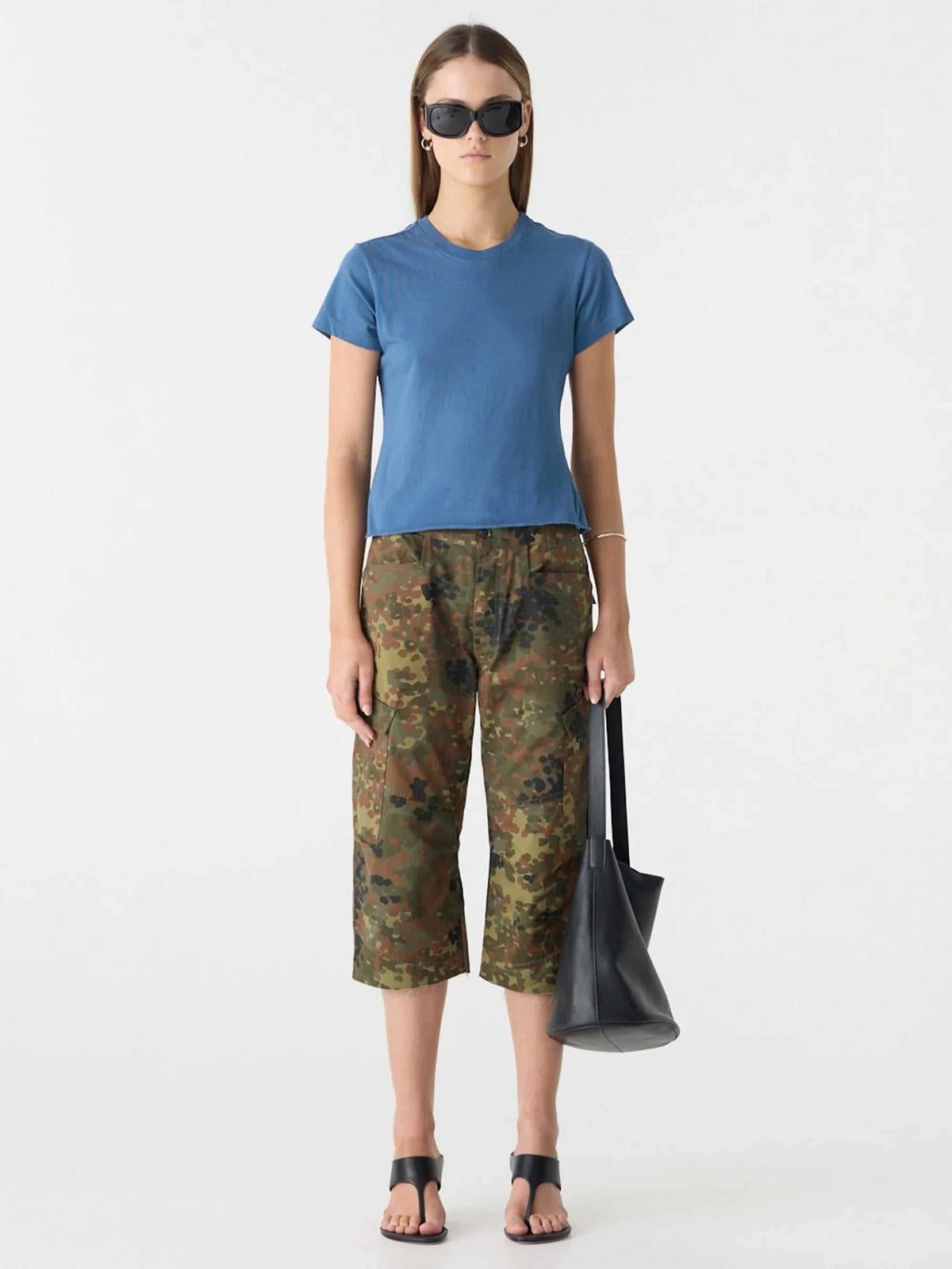Bassike Raw Edge Baby T Shirt Deep Blue