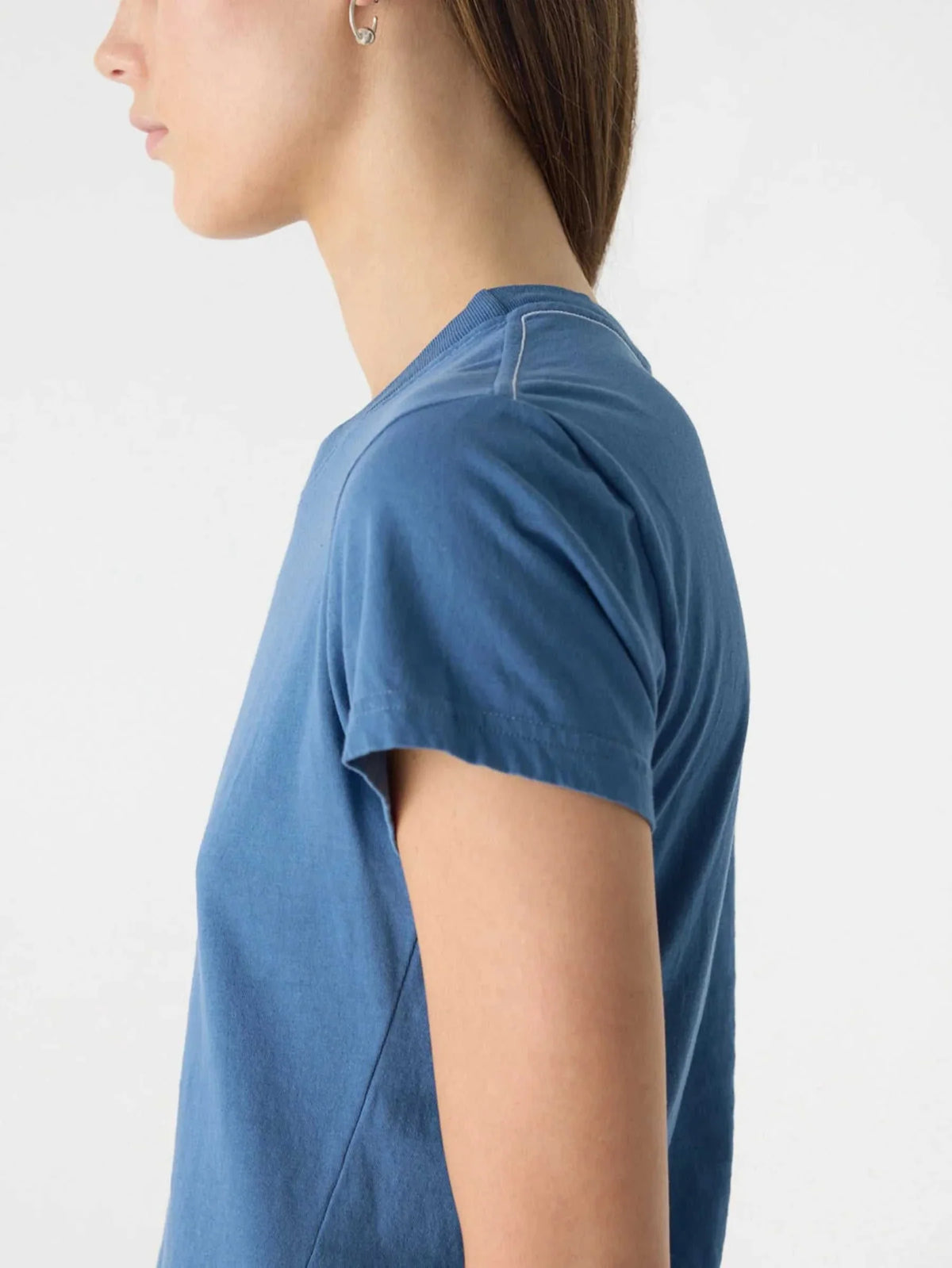 Bassike Raw Edge Baby T Shirt Deep Blue