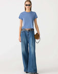 Bassike Raw Edge Baby T Shirt Vintage Blue
