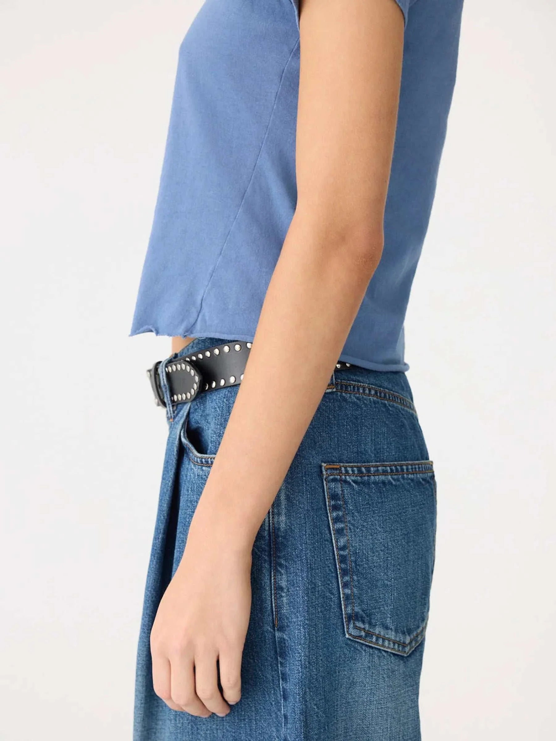 Bassike Raw Edge Baby T Shirt Vintage Blue