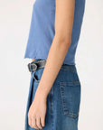 Bassike Raw Edge Baby T Shirt Vintage Blue