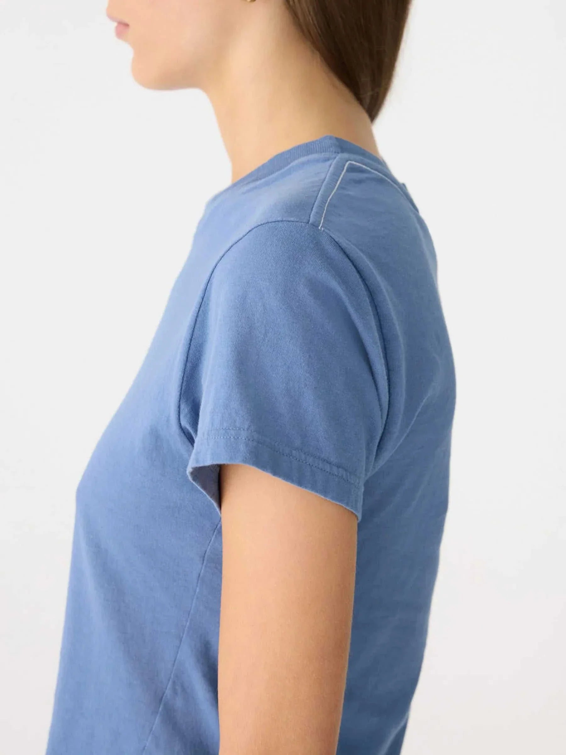 Bassike Raw Edge Baby T Shirt Vintage Blue