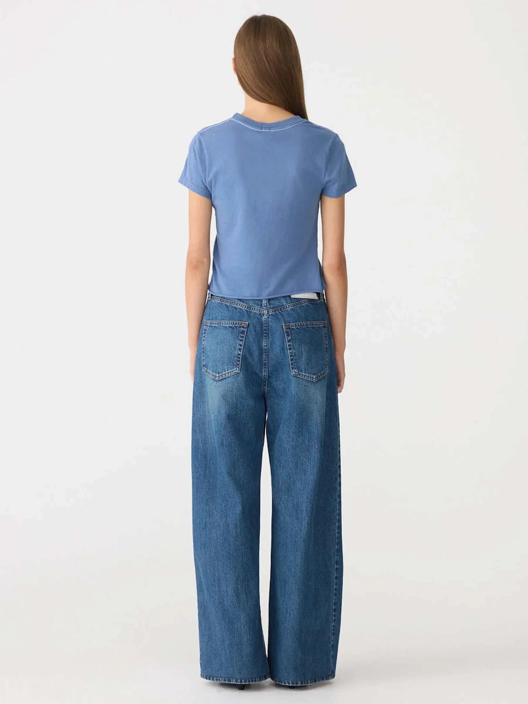 Bassike Raw Edge Baby T Shirt Vintage Blue