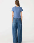 Bassike Raw Edge Baby T Shirt Vintage Blue
