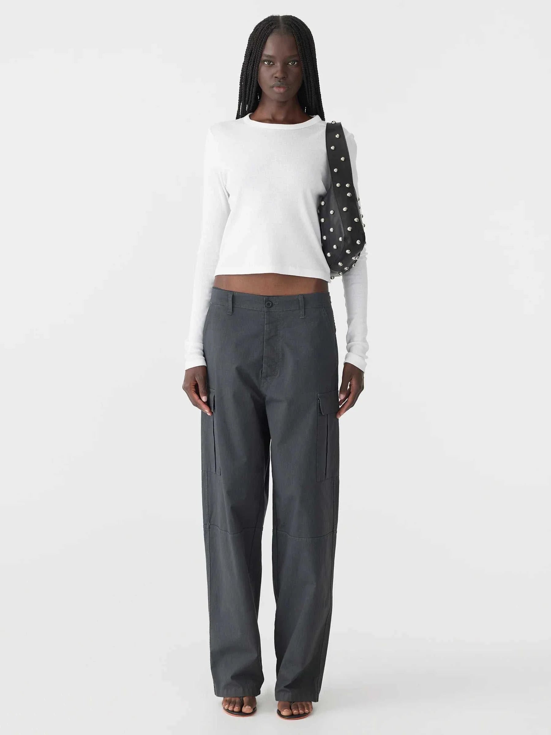 Bassike Slim Fit Rib Long Sleeve Baby T Shirt White