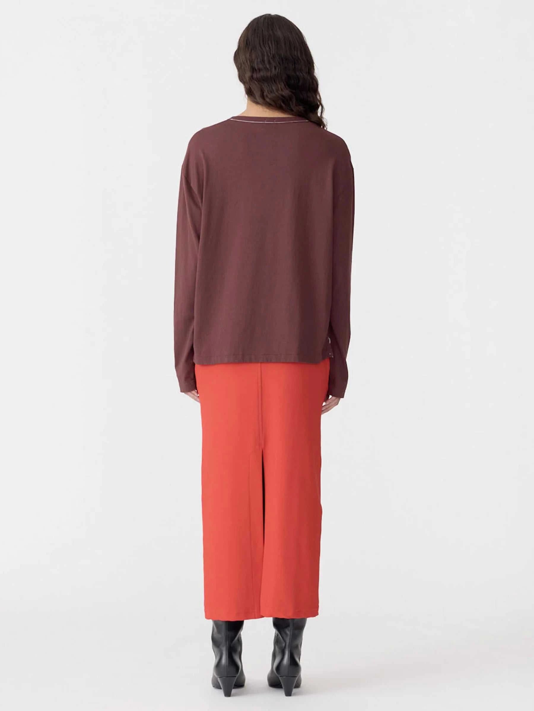 Bassike Boyfriend Heritage Long Sleeve T Shirt Cocoa