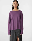 Bassike Boyfriend Htg Long Sleeve T Shirt Aubergine 