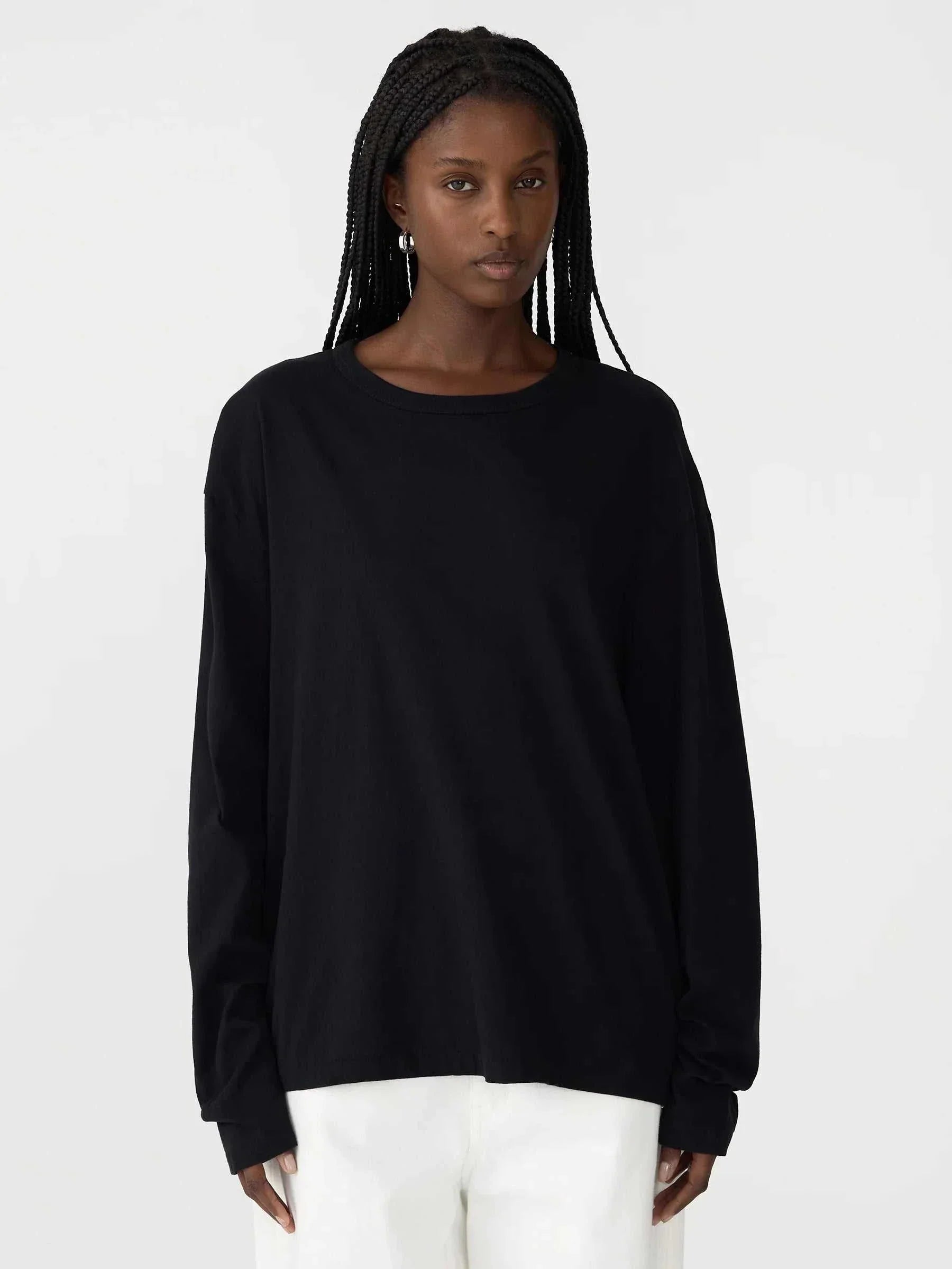 Bassike Boyfriend Htg Long Sleeve T Shirt Black