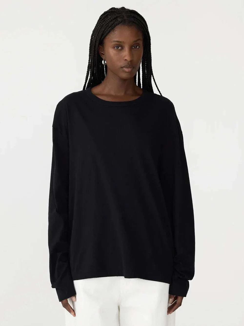 Bassike Boyfriend Htg Long Sleeve T Shirt Black