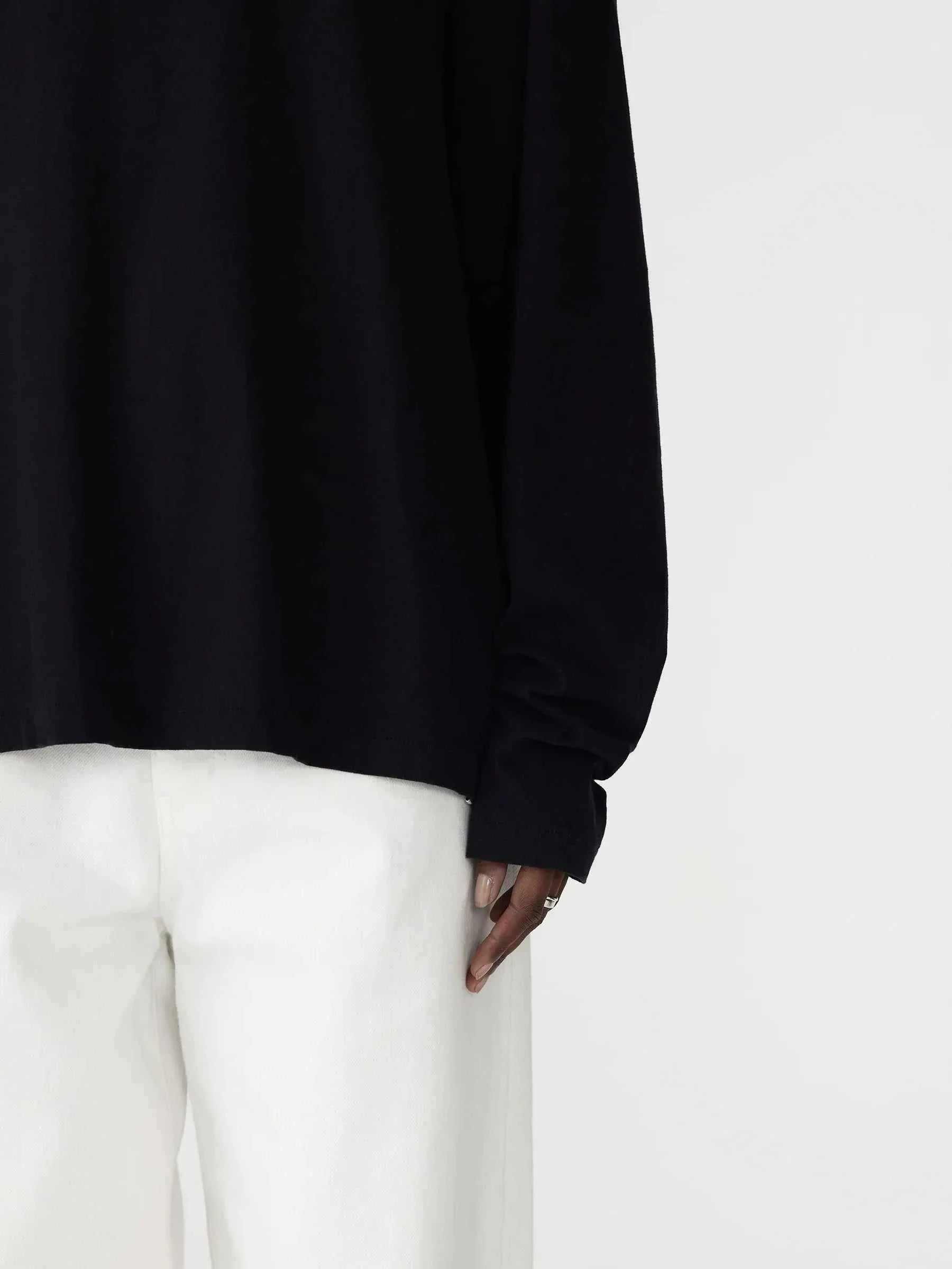 Bassike Boyfriend Htg Long Sleeve T Shirt Black