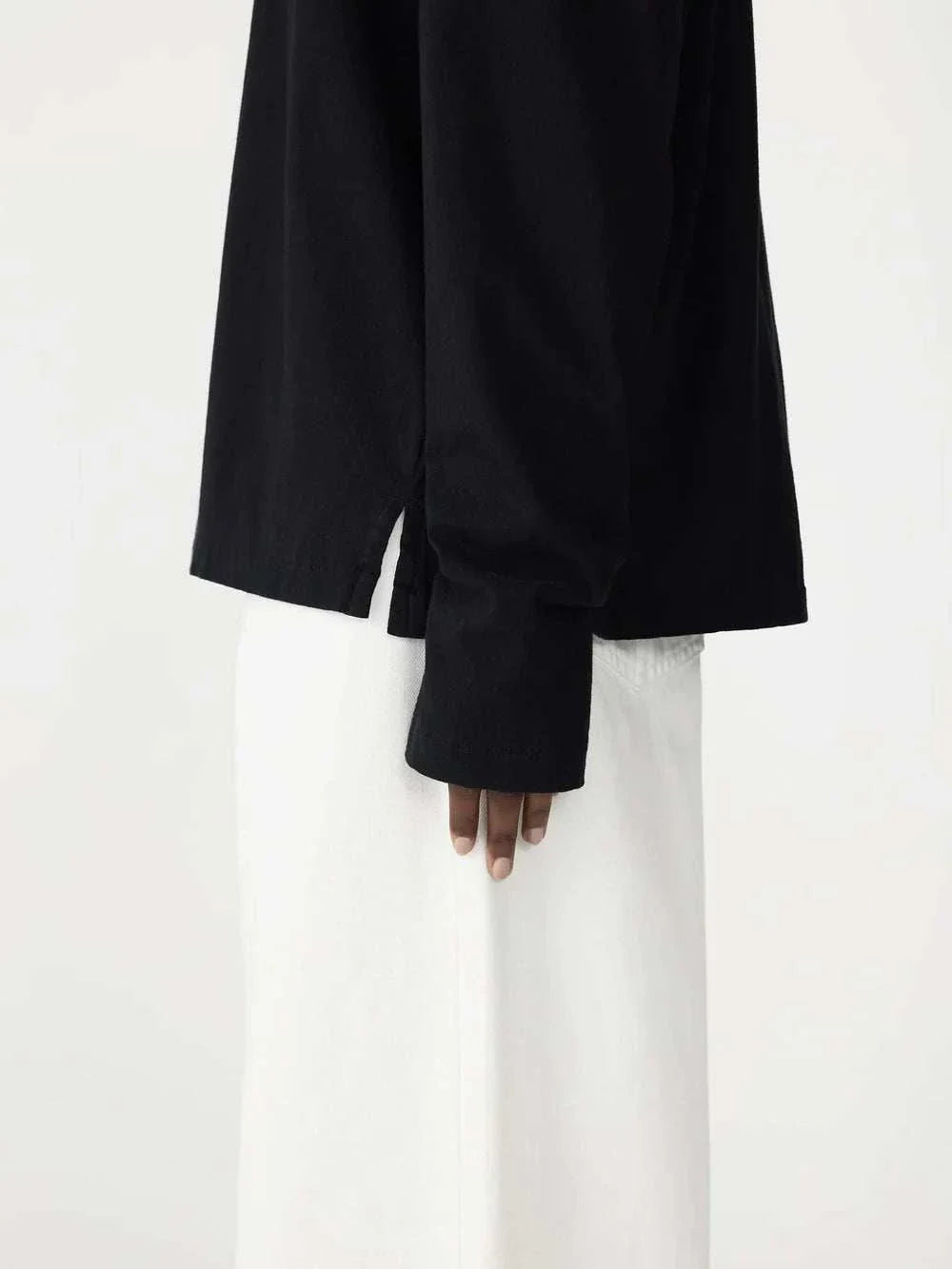 Bassike Boyfriend Htg Long Sleeve T Shirt Black