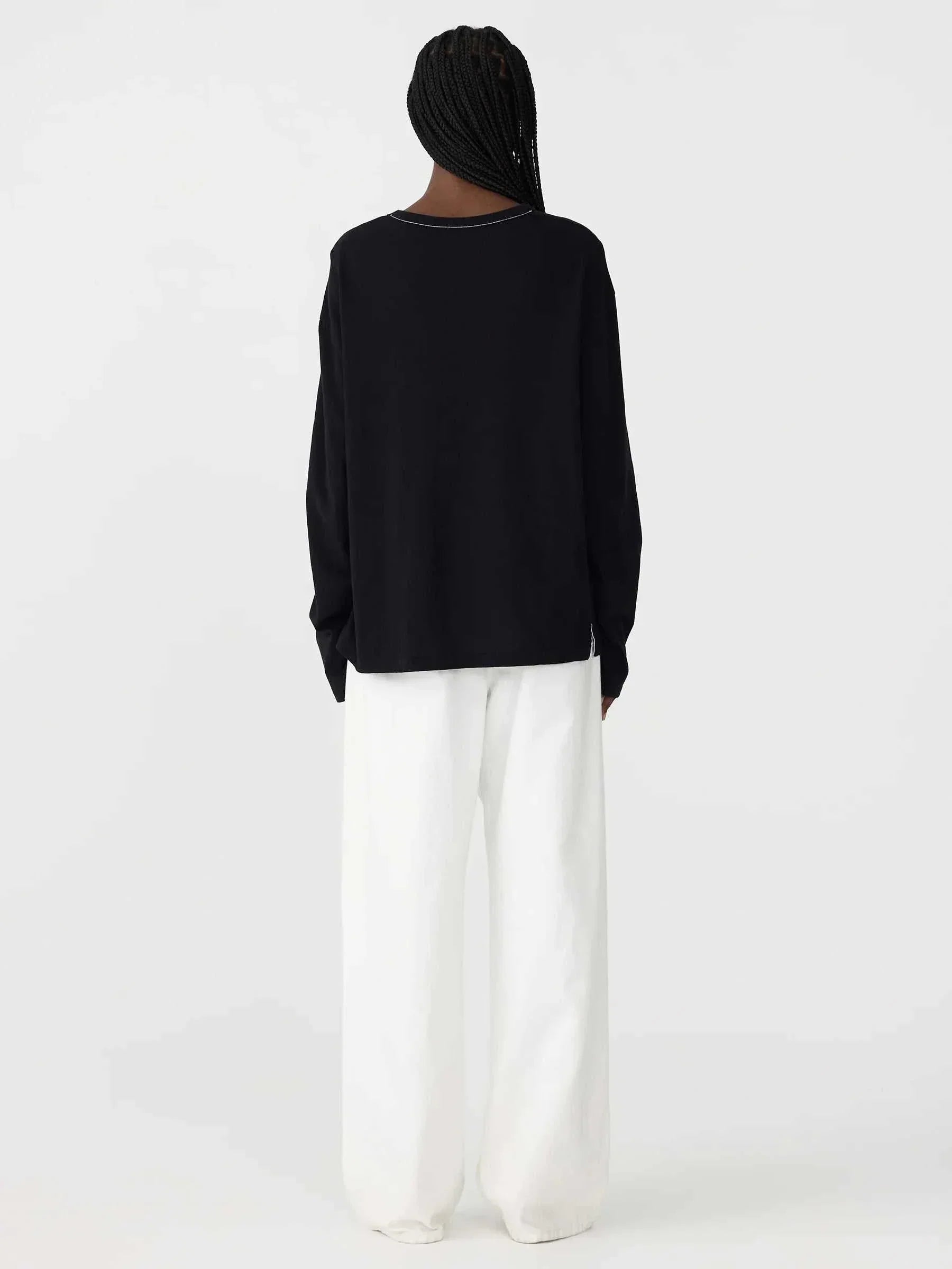 Bassike Boyfriend Htg Long Sleeve T Shirt Black