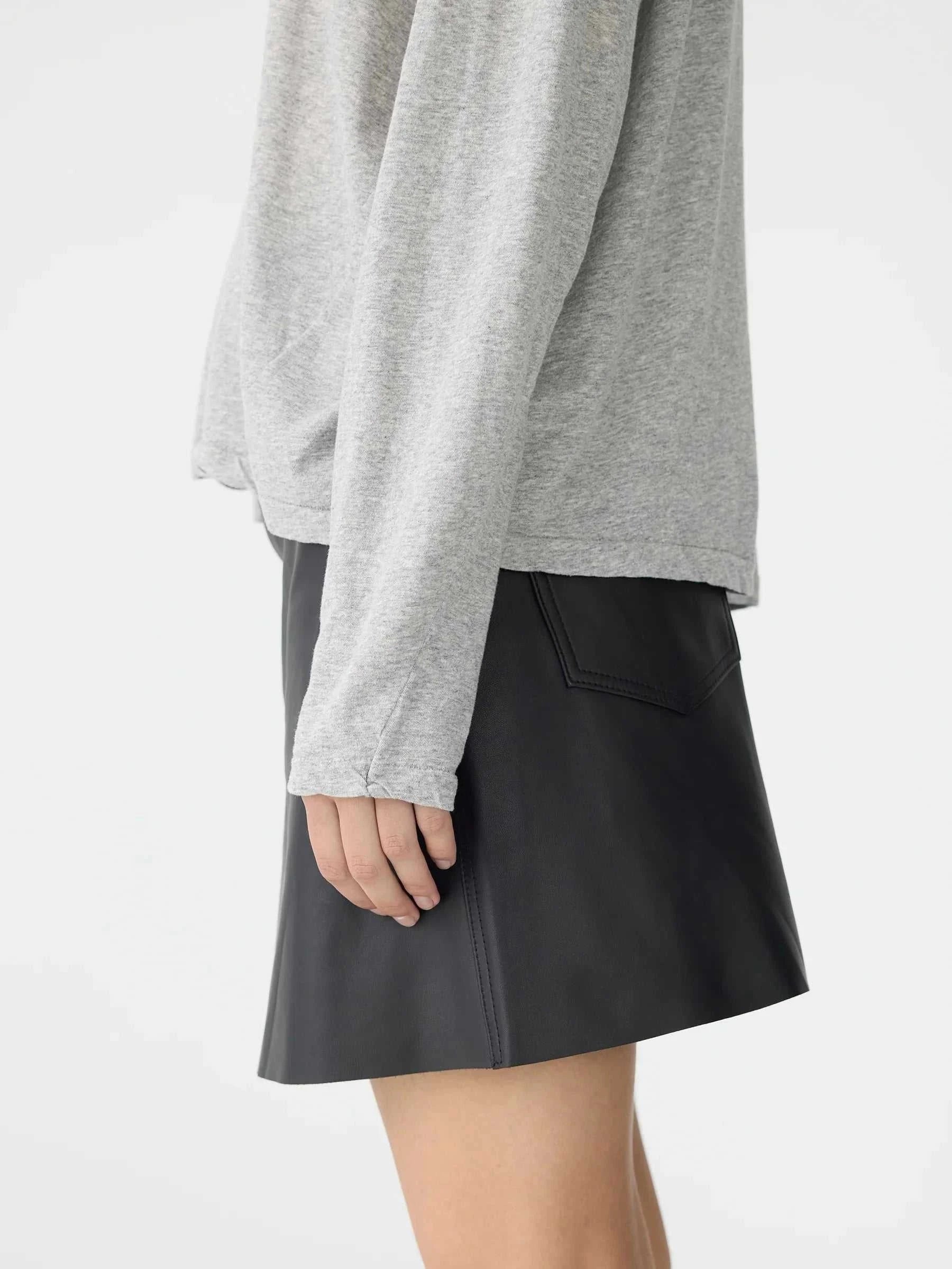 Bassike Slouch Superfine Long Sleeve T Shirt Grey Marl