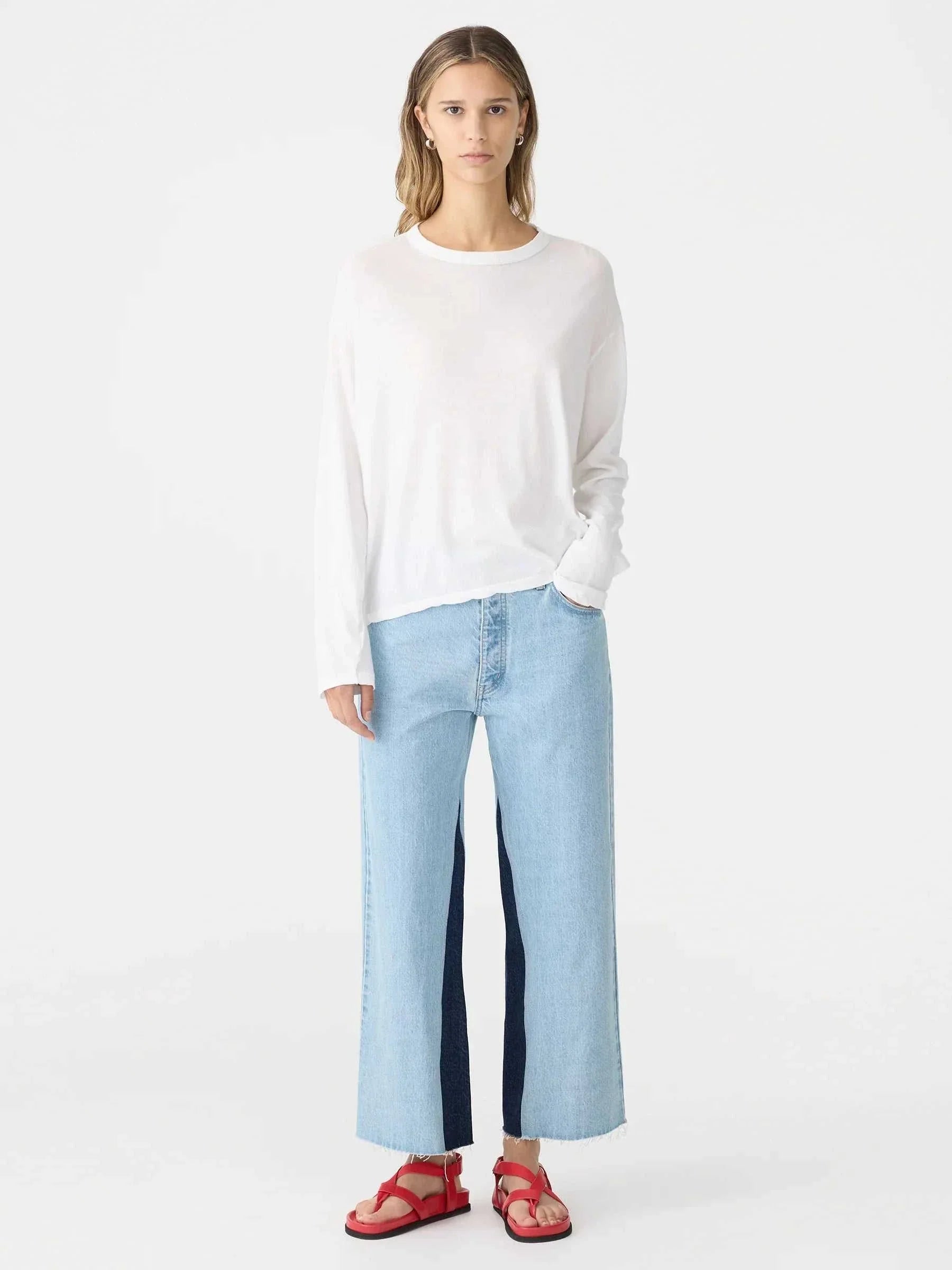 Bassike Slouch Superfine Long Sleeve T Shirt White