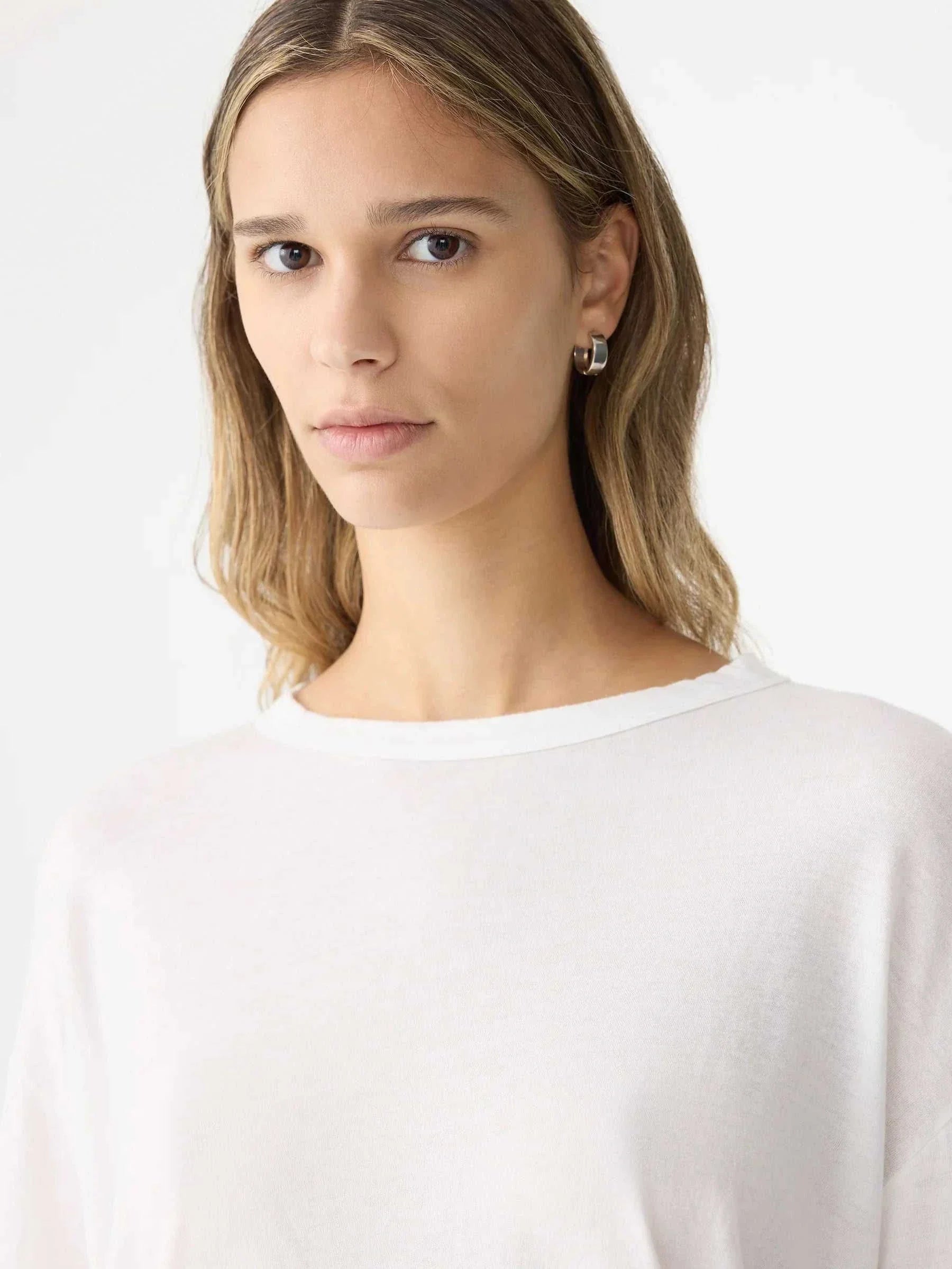 Bassike Slouch Superfine Long Sleeve T Shirt White